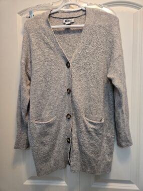 William Rast Heather Gray Button-Front V-Neck Cardigan